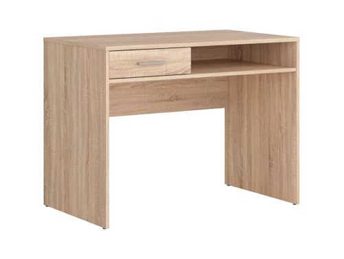BLACK RED WHITE Nepo Plus Schreibtisch 100 cm mit Schublade und Regal in Sonoma Eiche Beige, Kratzfeste Laminatplatte, modern, langlebig, für Büro oder Zuhause BLACK RED WHITE Nepo Plus Schreibtisch 100 cm mit Schublade und Regal in Sonoma Eiche Beige, Kratzfeste Laminatplatte, modern, langlebig, für Büro oder Zuhause von BLACK RED WHITE