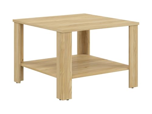 BLACK RED WHITE Odette Couchtisch 67,5 cm Bergesche quadratisch beige Möbelplatte bis 5 kg Belastbarkeit Exklusive Qualität Wohnzimmer Nicht ausziehbar von BLACK RED WHITE
