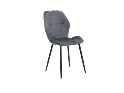 BLACK RED WHITE Polsterstuhl Velours Grau Metallrahmen von BLACK RED WHITE