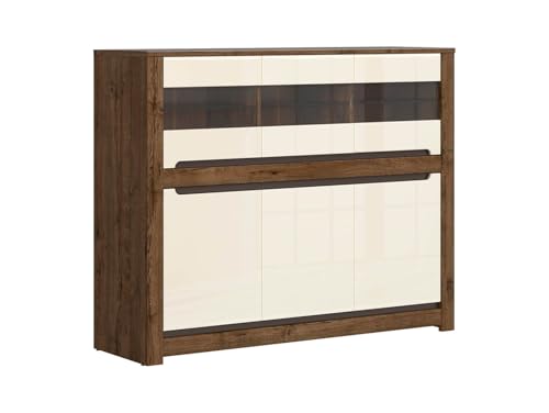 BLACK RED WHITE Ruso Vitrine 149 cm mit 6 Türen in Eiche April/Perlmuttglanz, Hartholz, MDF, Glastüren, Moderne Aufbewahrung, optional beleuchtet BLACK RED WHITE Ruso Vitrine 149 cm mit 6 Türen in Eiche April/Perlmuttglanz, Hartholz, MDF, Glastüren, Moderne Aufbewahrung, optional beleuchtet von BLACK RED WHITE
