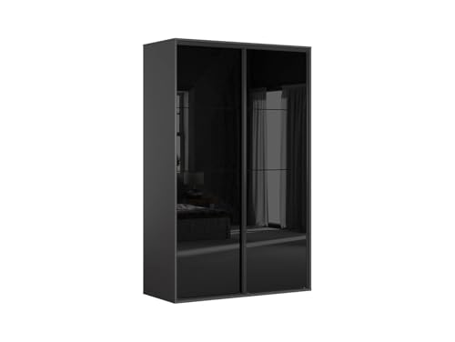 BLACK RED WHITE Schiebeschrank Flex 150 cm Graphit/Schwarz Hochglanz von BLACK RED WHITE