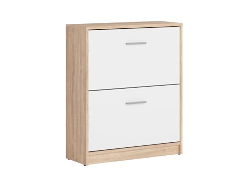 BLACK RED WHITE Schuhschrank Nepo Plus 70 cm mit 2 Türen Eiche Sonoma/Weiß, Tiefe 27,5 cm, Breite 70 cm, Höhe 84 cm, Kratzfeste Laminatoberfläche BLACK RED WHITE Schuhschrank Nepo Plus 70 cm mit 2 Türen Eiche Sonoma/Weiß, Tiefe 27,5 cm, Breite 70 cm, Höhe 84 cm, Kratzfeste Laminatoberfläche von BLACK RED WHITE