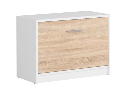 BLACK RED WHITE Schuhschrank Nepo Plus 70 cm weiß/Eiche Sonoma mit kratzfestem Laminat, 1 Tür, beige/weiße Farbe, Laminierte Platte, kompakt und stilvoll BLACK RED WHITE Schuhschrank Nepo Plus 70 cm weiß/Eiche Sonoma mit kratzfestem Laminat, 1 Tür, beige/weiße Farbe, Laminierte Platte, kompakt und stilvoll von BLACK RED WHITE
