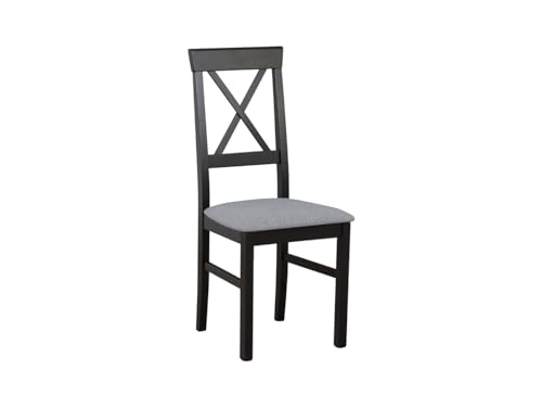 BLACK RED WHITE Stuhl Grau & Schwarz, Holzrahmen, Stoffbezug von BLACK RED WHITE