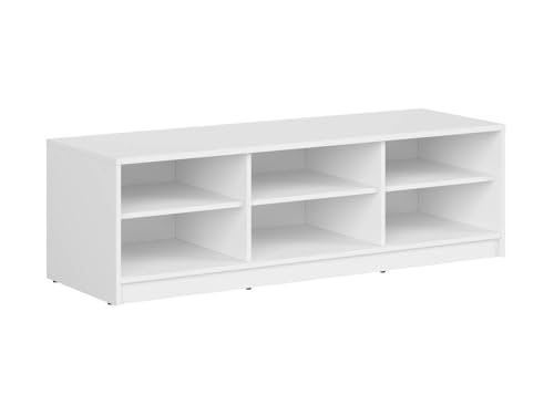 BLACK RED WHITE TV-Schrank Nepo Plus 138 cm mit Regalen Weiß Laminat von BLACK RED WHITE