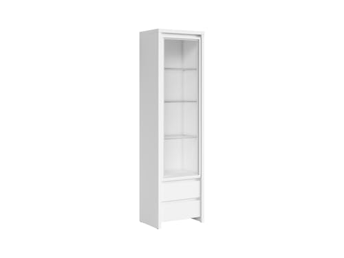 BLACK RED WHITE Vitrine Kaspian 56 cm mit Tür und 2 Schubladen weiß, Tiefe 40,5 cm, Breite 56 cm, Höhe 200,5 cm, Möbelplatte, gehärtetes Glas BLACK RED WHITE Vitrine Kaspian 56 cm mit Tür und 2 Schubladen weiß, Tiefe 40,5 cm, Breite 56 cm, Höhe 200,5 cm, Möbelplatte, gehärtetes Glas von BLACK RED WHITE