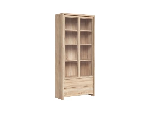 BLACK RED WHITE Vitrine Kaspian 90 cm mit 2 Türen und 2 Schubladen in Eichenoptik Sonoma - Stilvolle Stauräume für Ihr Zuhause, Bequem und Funktionell BLACK RED WHITE Vitrine Kaspian 90 cm mit 2 Türen und 2 Schubladen in Eichenoptik Sonoma - Stilvolle Stauräume für Ihr Zuhause, Bequem und Funktionell von BLACK RED WHITE