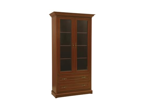 BLACK RED WHITE Vitrine Kent mit 2 Türen und 2 Schubladen Kastanienholzoptik | Höhe 204,5 cm x Breite 110 cm | Hochwertige Beschläge | Möbel aus Möbelplatte BLACK RED WHITE Vitrine Kent mit 2 Türen und 2 Schubladen Kastanienholzoptik | Höhe 204,5 cm x Breite 110 cm | Hochwertige Beschläge | Möbel aus Möbelplatte von BLACK RED WHITE