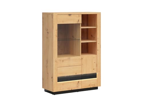 BLACK RED WHITE Vitrine Ostia 101 cm mit 2 Türen & 2 Schubladen in Artisan Eiche BLACK RED WHITE Vitrine Ostia 101 cm mit 2 Türen & 2 Schubladen in Artisan Eiche von BLACK RED WHITE