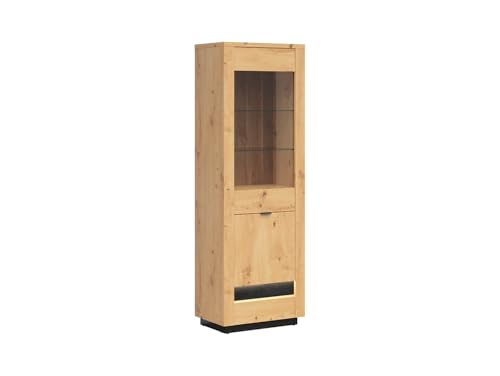 BLACK RED WHITE Vitrine Ostia 67 cm mit 2 Türen in Artisan Eiche - Energiesparende LED-Beleuchtung, Möbelplatte, MDF & Hartglas, 199x67x42cm BLACK RED WHITE Vitrine Ostia 67 cm mit 2 Türen in Artisan Eiche - Energiesparende LED-Beleuchtung, Möbelplatte, MDF & Hartglas, 199x67x42cm von BLACK RED WHITE