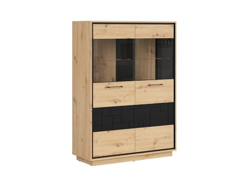 BLACK RED WHITE Vitrine Pont 109 cm mit 2 Türen Eiche Artisan BLACK RED WHITE Vitrine Pont 109 cm mit 2 Türen Eiche Artisan von BLACK RED WHITE