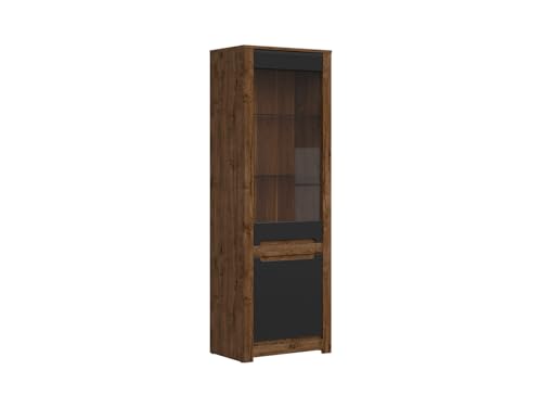 BLACK RED WHITE Vitrine Ruso 69 cm mit 2 Türen Eiche April/Schwarz Matt, 204,5 cm Hoch, 45,5 cm Tief, Optional Beleuchtung BLACK RED WHITE Vitrine Ruso 69 cm mit 2 Türen Eiche April/Schwarz Matt, 204,5 cm Hoch, 45,5 cm Tief, Optional Beleuchtung von BLACK RED WHITE