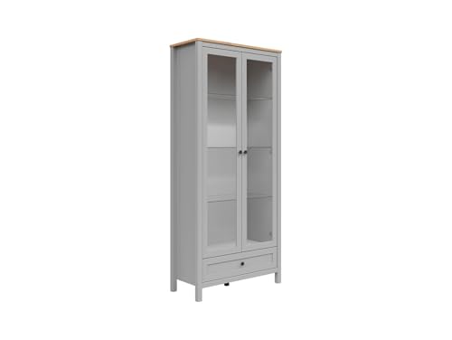 BLACK RED WHITE Vitrine Salga 90 cm mit 2 Türen und Schublade grau, 1 Schublade, 2 Türen, in Arktisgrau/Oak Artisan Design optionales Licht verfügbar BLACK RED WHITE Vitrine Salga 90 cm mit 2 Türen und Schublade grau, 1 Schublade, 2 Türen, in Arktisgrau/Oak Artisan Design optionales Licht verfügbar von BLACK RED WHITE