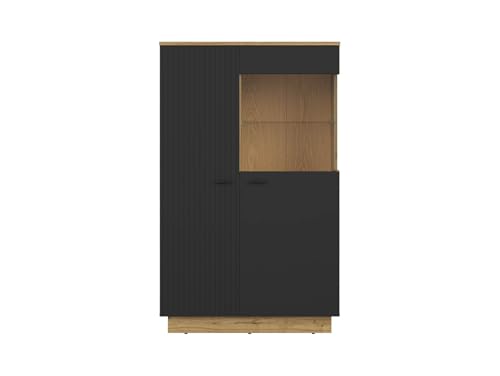 BLACK RED WHITE Vitrine Zenda 91 cm mit 2 Türen in Eiche Waterford/Schwarz, leises Schließen, optionales Licht, Möbelbrett/Glas, 42x90,5x146,5 cm BLACK RED WHITE Vitrine Zenda 91 cm mit 2 Türen in Eiche Waterford/Schwarz, leises Schließen, optionales Licht, Möbelbrett/Glas, 42x90,5x146,5 cm von BLACK RED WHITE