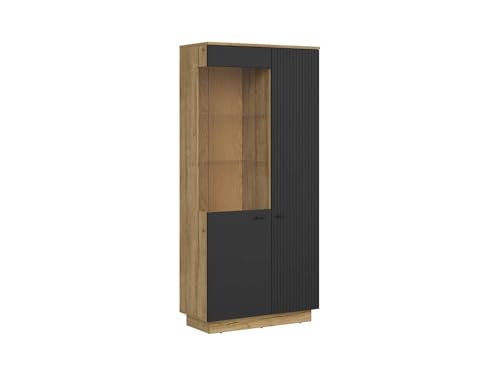 BLACK RED WHITE Vitrine Zenda 91 cm mit 2 Türen in Eiche Waterford/Schwarz - Harmonisches und leises Schließen, Möbelplatte & Glas, Beleuchtung optional BLACK RED WHITE Vitrine Zenda 91 cm mit 2 Türen in Eiche Waterford/Schwarz - Harmonisches und leises Schließen, Möbelplatte & Glas, Beleuchtung optional von BLACK RED WHITE