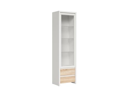 BLACK RED WHITE Vitrinenschrank 56 cm mit Tür und 2 Schubladen weiß/Eiche Sonoma BLACK RED WHITE Vitrinenschrank 56 cm mit Tür und 2 Schubladen weiß/Eiche Sonoma von BLACK RED WHITE