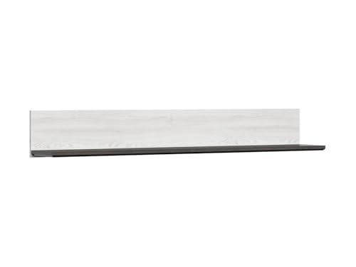 BLACK RED WHITE Wandregal Hesen 175 cm Licht Sibiu Lärchenholz/Weiß Lärchenholz 24 cm tief, 25 cm hoch, 175 cm breit, Möbelplatte, weiß/schwarz von BLACK RED WHITE