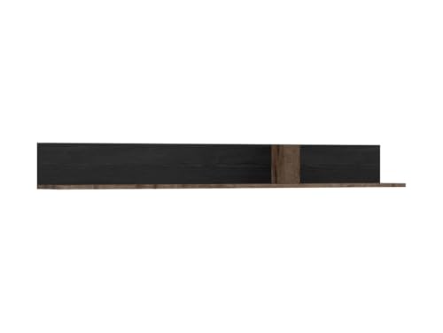 BLACK RED WHITE Wandregal Kassel 150 cm Eiche Kloster/Schwarz Eiche, 19.5 cm tief, 150 cm breit, Hergestellt aus Möbelplatte, Einrichtung Braun/Schwarz von BLACK RED WHITE
