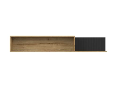 BLACK RED WHITE Wandregal Zenda 150 cm Eiche Waterford - Stilvolles Wandregal in Beige/Schwarz, Platzsparend mit hochwertigen Möbelspanplatten von BLACK RED WHITE