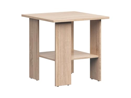 BLACK RED WHITE Wohnzimmertisch Quadratisch 55 cm mit Ablage Eiche Sonoma von BLACK RED WHITE