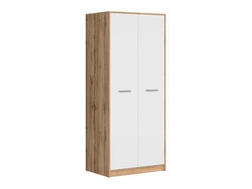 BLACK RED WHITE Zweitüriger Kleiderschrank Matos 80 cm Eiche Wotan/Weiß Schmaler Designschrank, robust, 189 cm hoch, für stilvolle Raumgestaltung BLACK RED WHITE Zweitüriger Kleiderschrank Matos 80 cm Eiche Wotan/Weiß Schmaler Designschrank, robust, 189 cm hoch, für stilvolle Raumgestaltung von BLACK RED WHITE