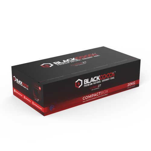 BLACKCOCO’s Shisha Kohle 20KG CUBES27+ Naturkohle Kokosnuss & BBQ - COMPACTBOX - Hochwertige Kokos Coal Briketts für Wasserpfeife & Grill - Shisha Würfel Kohlen & Grillkohle mit Langer Brenndauer von BLACKCOCO's