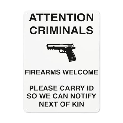 BLACKCUTTER Hinweisschild "ACHTUNG CRIMINALS - PLEASE CARRY ID", Straßenschild, Geschäftsschilder für Parkplatz, Aluminium-Metall-Blechschild, 30,5 x 45,7 cm, Weiß 9 BLACKCUTTER Hinweisschild "ACHTUNG CRIMINALS - PLEASE CARRY ID", Straßenschild, Geschäftsschilder für Parkplatz, Aluminium-Metall-Blechschild, 30,5 x 45,7 cm, Weiß 9 von BLACKCUTTER