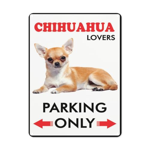 BLACKCUTTER Hinweisschild mit Aufschrift "Danger", Chihuahua Lovers Parking Only Dog, Straßenschild, Geschäftsschilder für Parkplatz, Aluminium-Metall-Blechschild, 30,5 x 45,7 cm, Weiß 9 von BLACKCUTTER