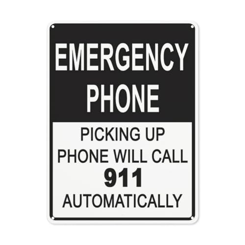 BLACKCUTTER Hinweisschild mit Aufschrift "Warning Danger Emergency Phone Picking Up Phone Will Call 911 Automaticly", Straßenschild, Geschäftsschilder für Parkplatz, Aluminium-Metall-Blechschild, 20,3 von BLACKCUTTER