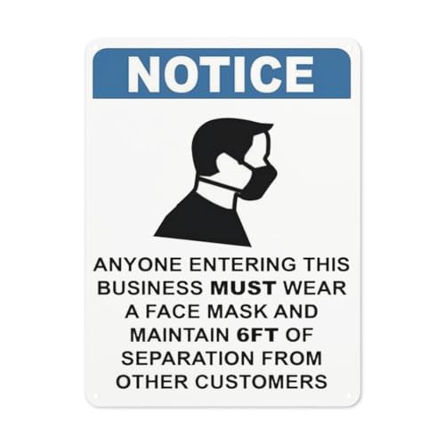 BLACKCUTTER Hinweisschild mit englischer Aufschrift "Any ENTERING THIS BUSINESS MUST WEAR A MASK,Road Sign Business Signs for parking lot", Aluminium-Metall-Blechschild, 20,3 x 30,5 cm, Weiß 9 BLACKCUTTER Hinweisschild mit englischer Aufschrift "Any ENTERING THIS BUSINESS MUST WEAR A MASK,Road Sign Business Signs for parking lot", Aluminium-Metall-Blechschild, 20,3 x 30,5 cm, Weiß 9 von BLACKCUTTER