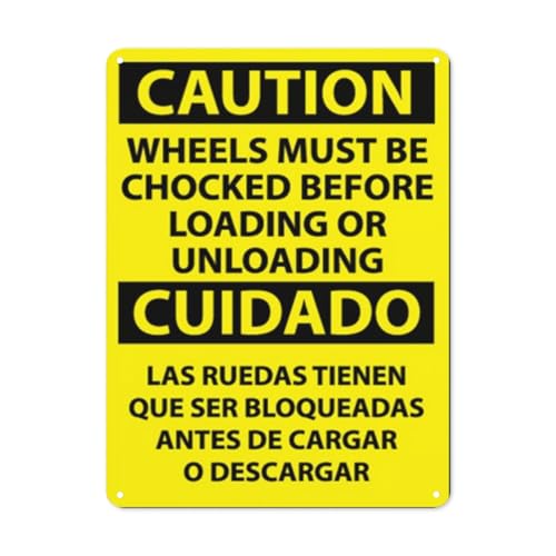 BLACKCUTTER Hinweisschild mit englischer Aufschrift "Warning Danger", "CAUTION CUIDADO Wheels Must Be Chocked", Straßenschild, Geschäftsschilder für Parkplatz, Aluminium-Metall-Blechschild, 20,3 x BLACKCUTTER Hinweisschild mit englischer Aufschrift "Warning Danger", "CAUTION CUIDADO Wheels Must Be Chocked", Straßenschild, Geschäftsschilder für Parkplatz, Aluminium-Metall-Blechschild, 20,3 x von BLACKCUTTER