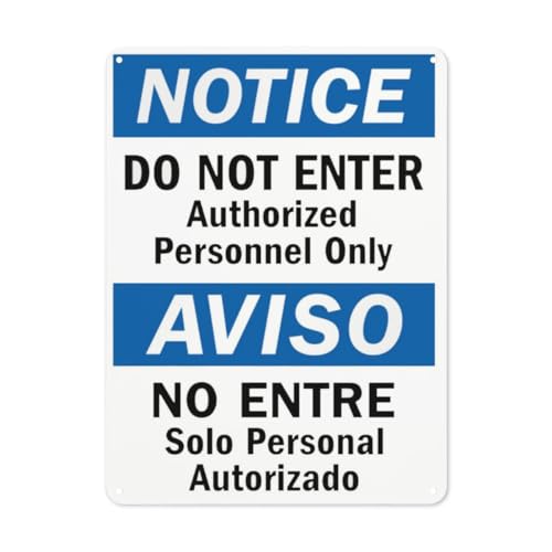 Hinweisschild "Danger Safety sign,Do Not Enter Authorized Personnel Only, No Entre Solamente Personal Authorizado Entre Oficina,Road Sign Business Signs for parking lot", Aluminium-Metall-Blechschild von BLACKCUTTER
