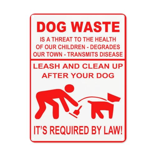 Hinweisschild "Danger Safety sign,Dog Waste Is a Threat To Health Leash And Clean Up After Your Dog It's Required By Law!", Straßenschild, Geschäftsschilder für Parkplatz, Aluminium-Metall-Blechschild Hinweisschild "Danger Safety sign,Dog Waste Is a Threat To Health Leash And Clean Up After Your Dog It's Required By Law!", Straßenschild, Geschäftsschilder für Parkplatz, Aluminium-Metall-Blechschild von BLACKCUTTER