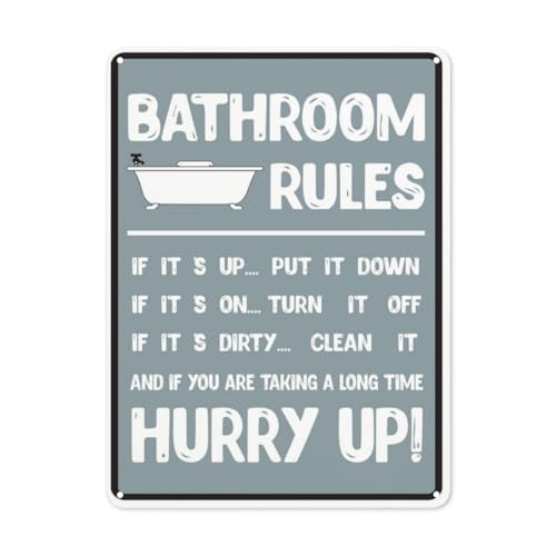 Hinweisschild mit Aufschrift "Danger", "Bathroom Rules Hurry Up", Straßenschild, Geschäftsschilder für Parkplatz, Aluminium-Metall-Blechschild von BLACKCUTTER