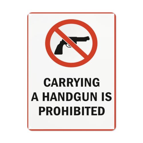 Hinweisschild mit Aufschrift "Danger Carrying A Handgun Is Prohibited", A.C.A., Straßenschild, Geschäftsschilder für Parkplatz, Aluminium-Metall-Blechschild Hinweisschild mit Aufschrift "Danger Carrying A Handgun Is Prohibited", A.C.A., Straßenschild, Geschäftsschilder für Parkplatz, Aluminium-Metall-Blechschild von BLACKCUTTER