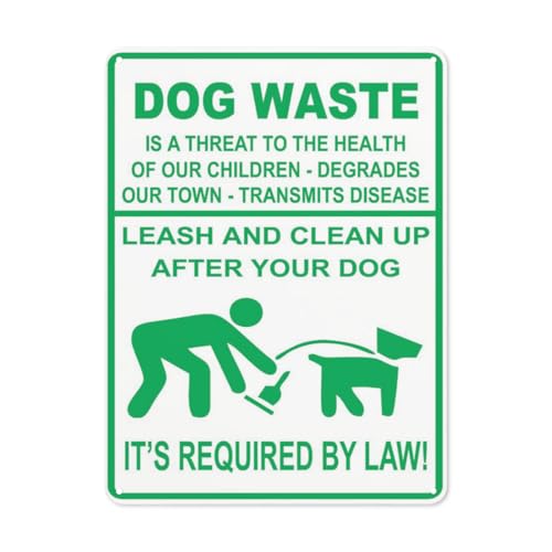 Hinweisschild mit Aufschrift "Danger - Dog Waste Is a Threat To Health Leash And Clean Up After Your Dog It's Required By Law!", Straßenschild, Geschäftsschilder für Parkplatz, Aluminium-Blechschild Hinweisschild mit Aufschrift "Danger - Dog Waste Is a Threat To Health Leash And Clean Up After Your Dog It's Required By Law!", Straßenschild, Geschäftsschilder für Parkplatz, Aluminium-Blechschild von BLACKCUTTER