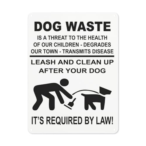 Hinweisschild mit Aufschrift "Danger - Dog Waste Is a Threat To Health Leash And Clean Up After Your Dog It's Required By Law!", Straßenschild, Geschäftsschilder für Parkplatz, Aluminium-Blechschild Hinweisschild mit Aufschrift "Danger - Dog Waste Is a Threat To Health Leash And Clean Up After Your Dog It's Required By Law!", Straßenschild, Geschäftsschilder für Parkplatz, Aluminium-Blechschild von BLACKCUTTER