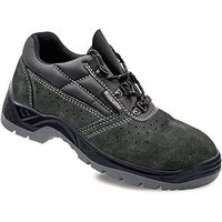Sicherheitsschuhe aus grauem perforiertem Spaltleder s1p src Größe 40 blackleather von EDM