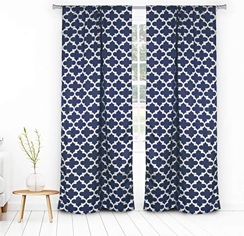 BLACKOUT 365 Lkyra Geometric Blackout Curtain, 38x84 (2 Pieces), Navy von BLACKOUT 365