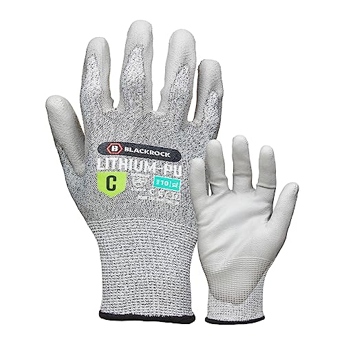 Blackrock Lithium PU Cut Resistant Level C Handschuhe, Arbeitssicherheitshandschuhe Männer Frauen, Holzschnitzerei, Schlitz und Messer resistent, Arbeit, Lager, Grip - Größe 8/Mittel von Blackrock