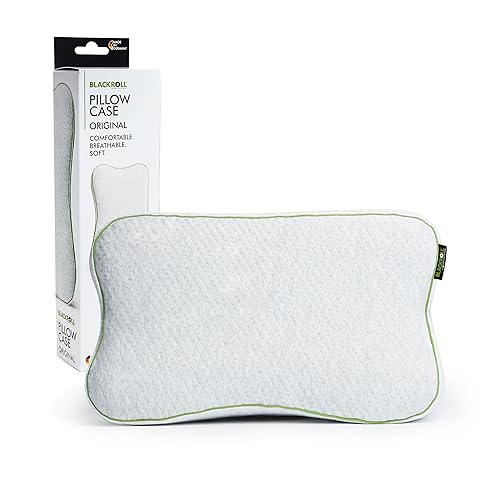 BLACKROLL® PILLOW CASE ORIGINAL, Kissenbezug 30 x 50 cm für RECOVERY PILLOW, atmungsaktiver Kopfkissenbezug aus weichem Material, formstabile Kissenhülle ohne Faltenbildung, Made in Germany, Weiß/Grün von BLACKROLL