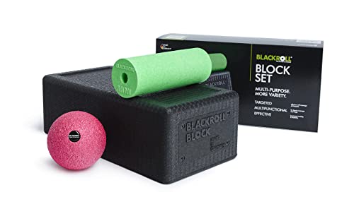 BLACKROLL® BLOCK - das Original. Yoga-Block mit abgestimmtem Faszien-Ball und kleiner Faszien-Rolle von BLACKROLL