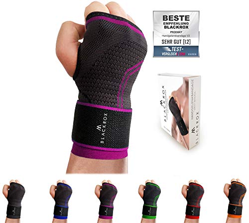 BLACKROX Handgelenk Bandage Fitness V2, für Frauen u. Männer, rechte oder Linke Hand, Handgelenkstütze, stabilisiert Handgelenkschoner, Wrist Wraps, Handgelenkbandage One Size (Pink) von BLACKROX