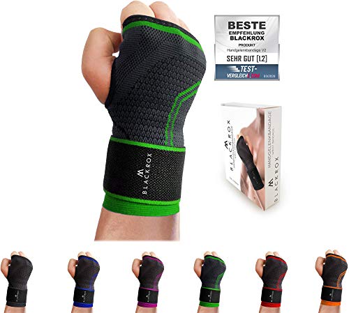 BLACKROX Handgelenkbandage [Links & Rechts] Vergleichssieger 2024 | Damen & Herren | Starke Handgelenkstütze | Unterstützt bei einer Sehnenscheidenentzündung | Handgelenkschoner | Grün von BLACKROX