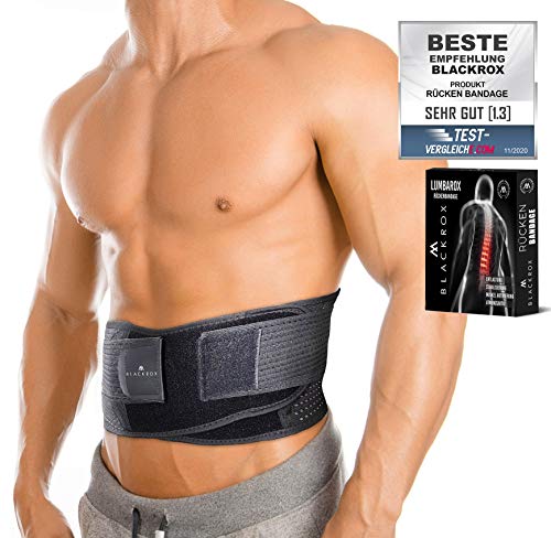 BLACKROX "LUMBAROX Rückenbandage für Männer und Frauen – Lendenwirbelstütze und Rückengurt – Ideal zur Stabilisierung und zur Unterstützung eines geraden Rückens – Größe M, Schwarz von BLACKROX