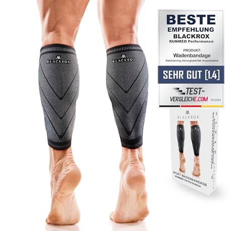 BLACKROX Wadenbandage Sport RUNMED Performance V1 Waden Bandagen Kompressionsstrümpfe Wadenschoner Wadenkompression compression sleeve laufsocken, Schwarz, L von BLACKROX