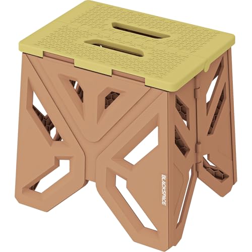 BLACKSPACE Tragbarer Klapphocker Campinghocker Erwachsenen und Kinder Klapptritt Faltbar 30cm hoch für Camping, Garten, Angeln, Wandern, Reisen, Grillen [Orange] von BLACKSPACE
