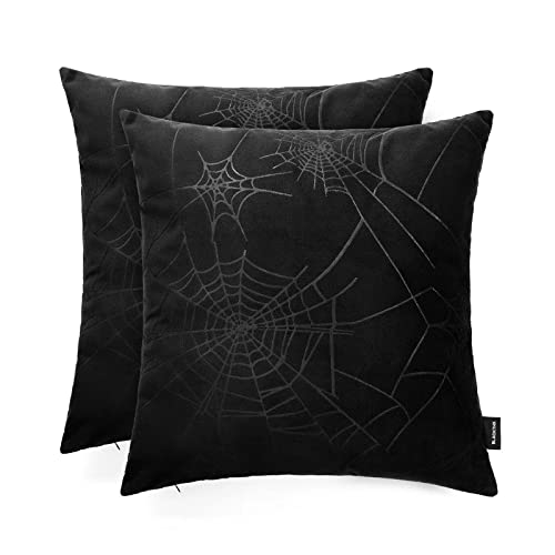 BLACKTHX Dekorative Kissenbezüge im Gothic-Stil, Samt, weich, für Couch, Sofa, Schlafzimmer, 50,8 x 50,8 cm, Schwarz, 2 Stück von BLACKTHX