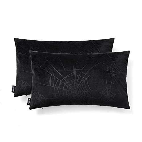 BLACKTHX Set mit 2 Kissenbezügen, Gothic-Spinnen-Samt-Kissenbezüge für dekorative Kissen für Couch (30 x 50 cm) von BLACKTHX