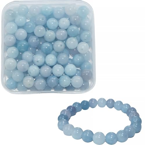BLAESIFF 8 mm Natürliche Saphir perlen für Armbänder, 100 Stück runde lose Perlen zur Schmuckherstellung, DIY-Halskettenohrringe (Saphirperle) von BLAESIFF